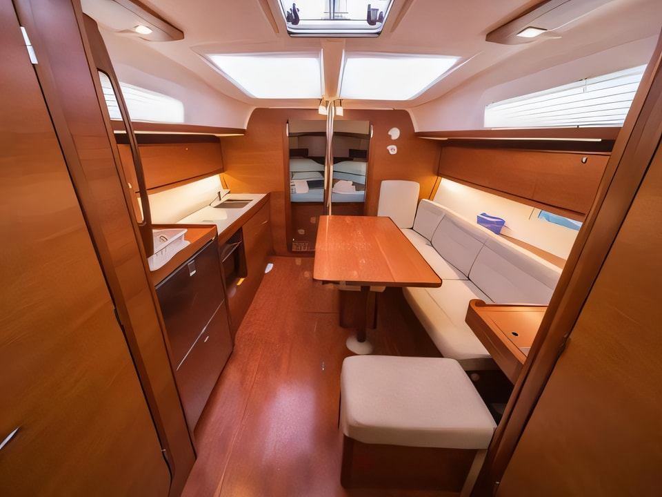 Interior of Dufour 382 Grand Large sail boat with 3 cabins Croatia yacht charter