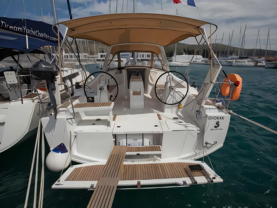 Exterior overview of Oceanis 38.1 sail boat for charter from Seget Donji Marina Baotic in the Split sailing area Croatia