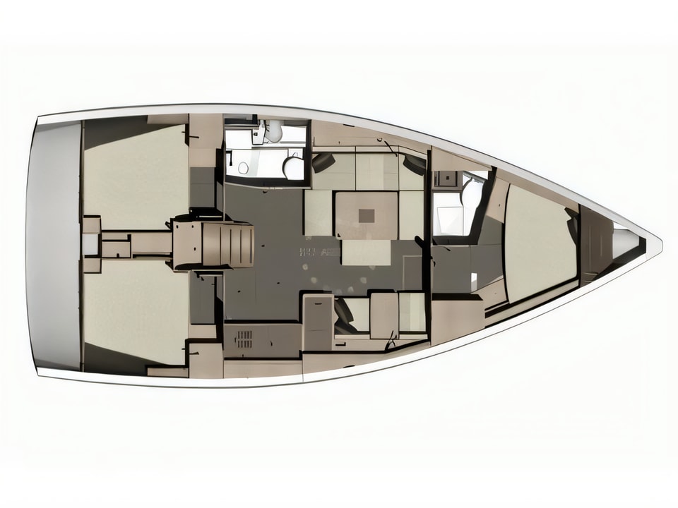 Layout of Dufour 410 Grand Large sail boat with 3 cabins Croatia yacht charter