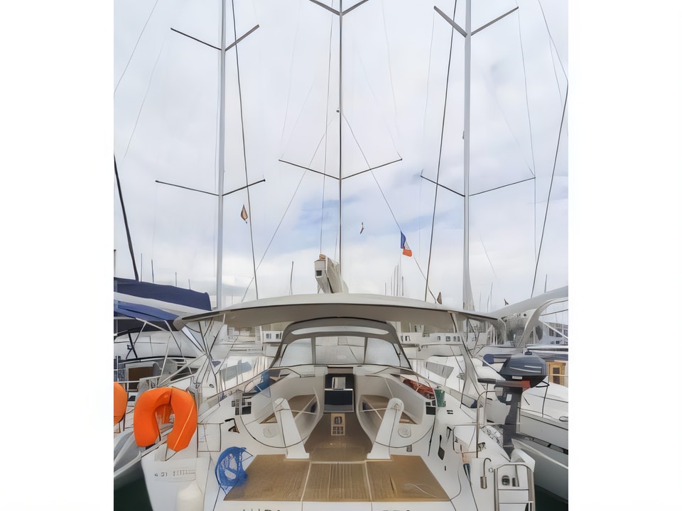 Exterior overview of Hanse 445 sail boat for charter from Seget Donji Marina Baotic in the Split sailing area Croatia