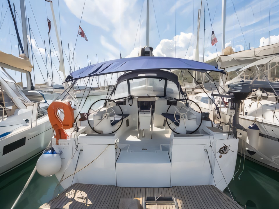 Exterior overview of Sun Odyssey 449 sail boat for charter from Seget Donji Marina Baotic in the Split sailing area Croatia
