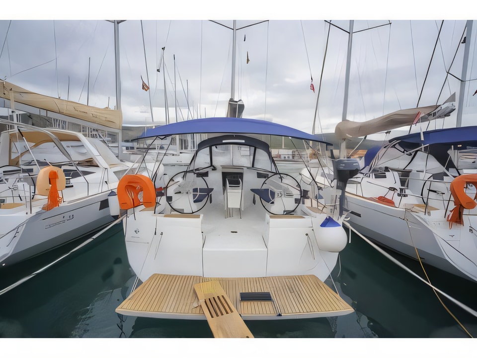 Exterior overview of Sun Odyssey 449 sail boat for charter from Seget Donji Marina Baotic in the Split sailing area Croatia