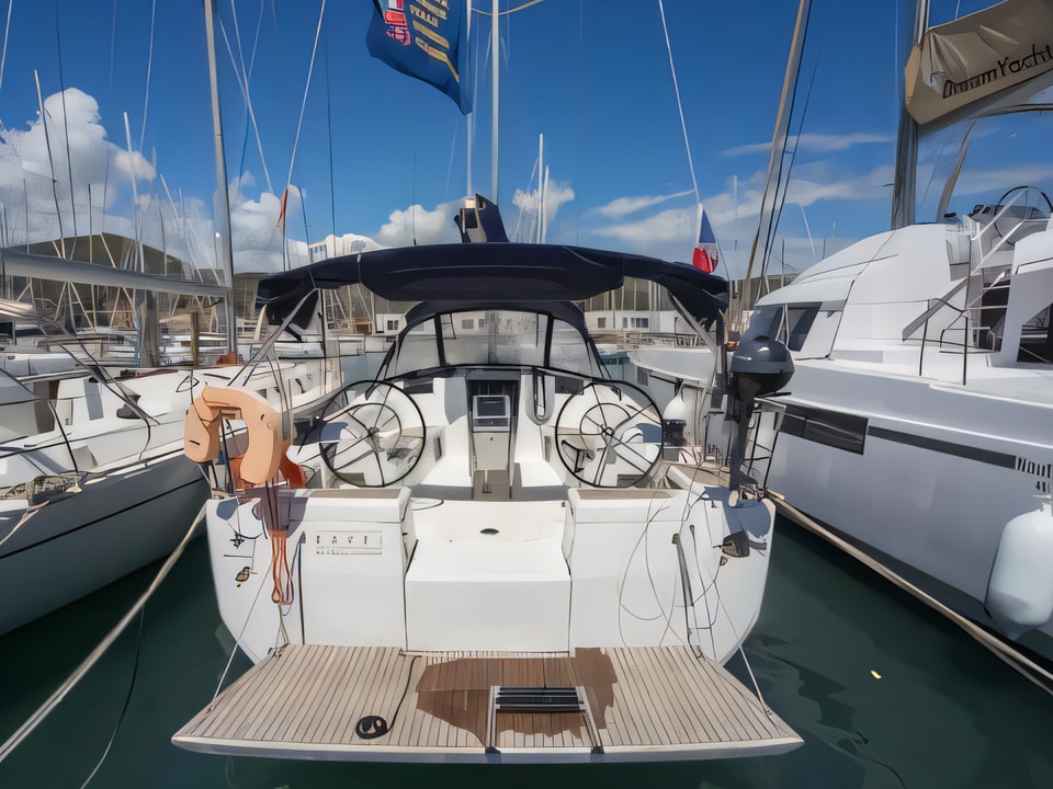 Exterior overview of Sun Odyssey 449 sail boat for charter from Seget Donji Marina Baotic in the Split sailing area Croatia