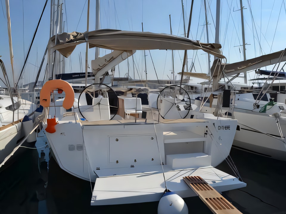 Exterior overview of Dufour 460 Grand Large sail boat for charter from Seget Donji Marina Baotic in the Split sailing area Croatia