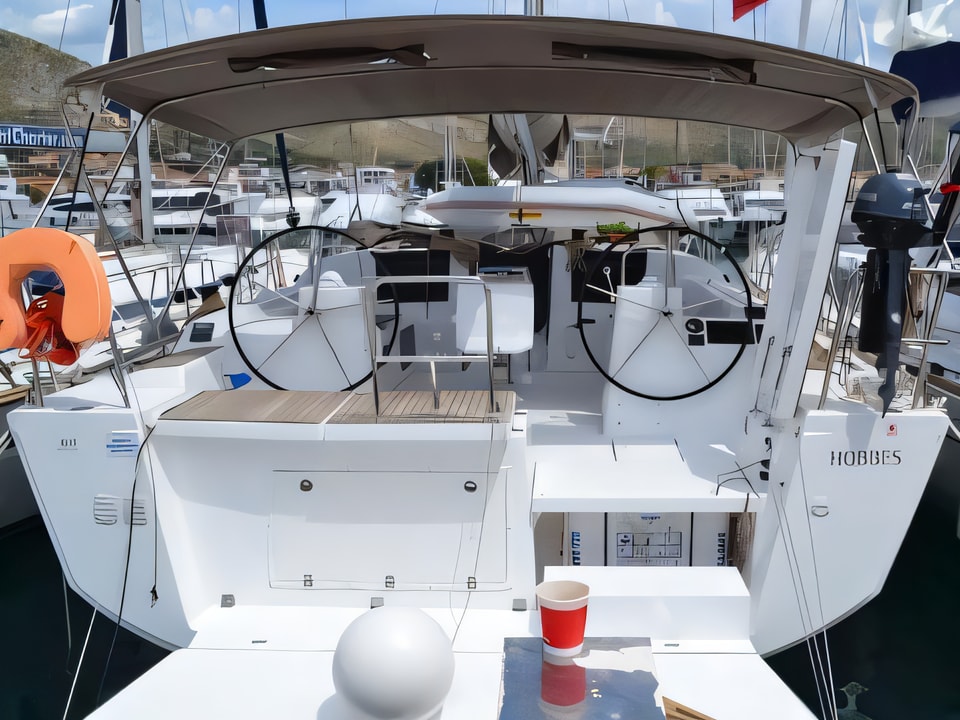 Exterior overview of Dufour 460 Grand Large sail boat for charter from Seget Donji Marina Baotic in the Split sailing area Croatia