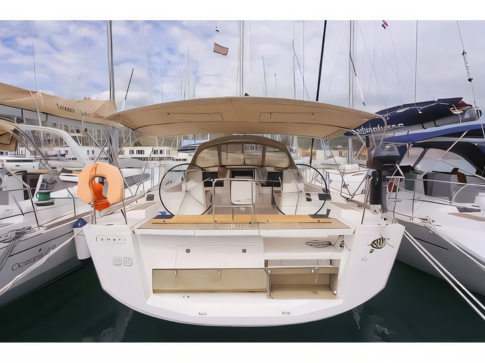 Exterior overview of Dufour 460 Grand Large sail boat for charter from Seget Donji Marina Baotic in the Split sailing area Croatia