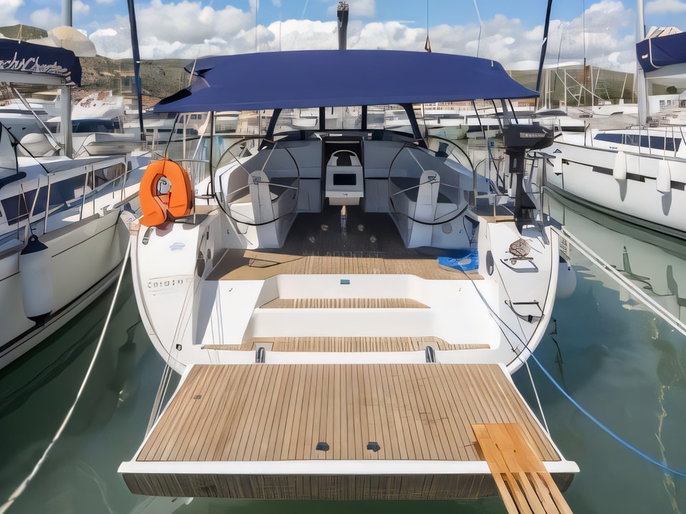 Exterior overview of Bavaria Cruiser 46 sail boat for charter from Seget Donji Marina Baotic in the Split sailing area Croatia