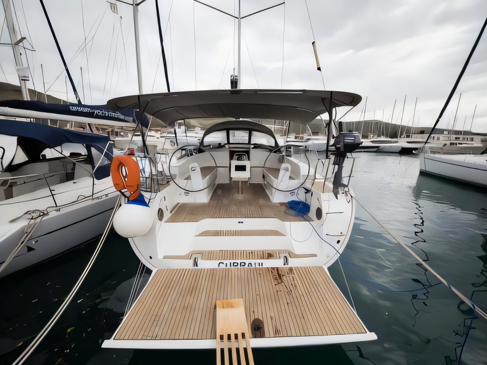 Exterior overview of Bavaria Cruiser 46 sail boat for charter from Seget Donji Marina Baotic in the Split sailing area Croatia