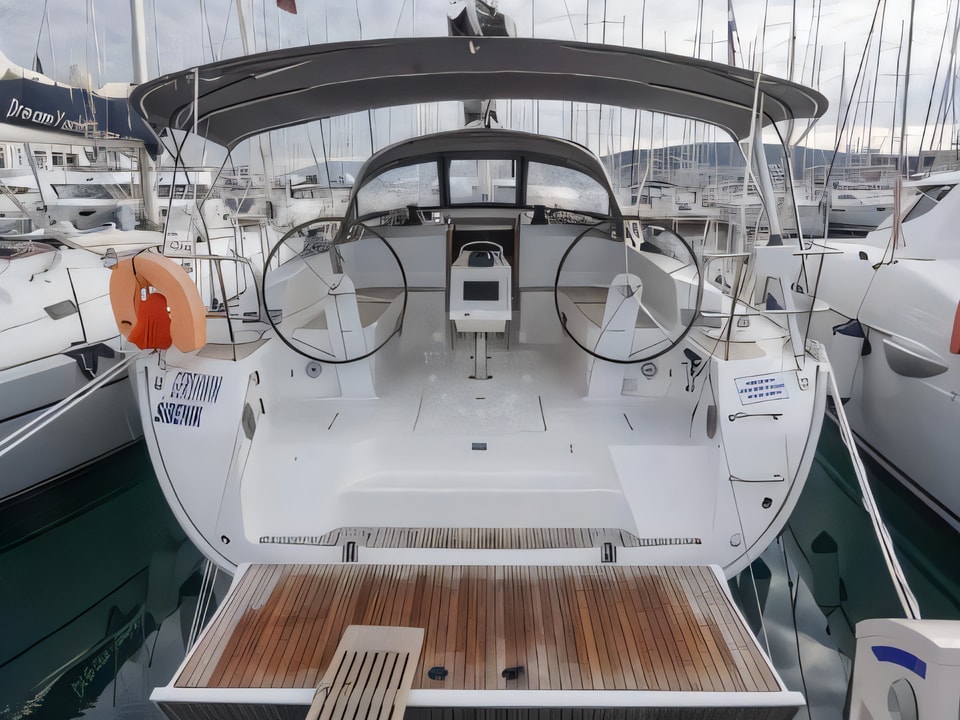 Exterior overview of Bavaria Cruiser 46 sail boat for charter from Seget Donji Marina Baotic in the Split sailing area Croatia
