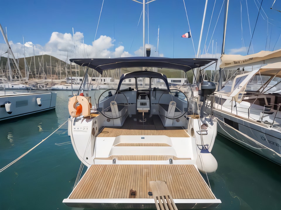 Exterior overview of Bavaria Cruiser 46 sail boat for charter from Seget Donji Marina Baotic in the Split sailing area Croatia