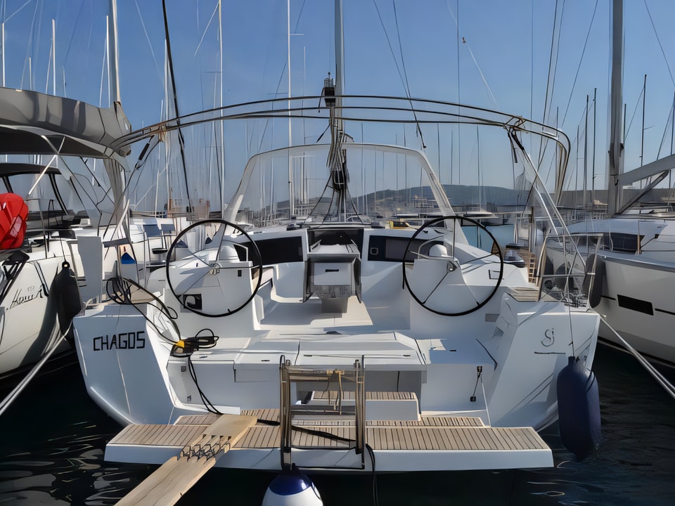 Exterior overview of Oceanis 48 sail boat for charter from Seget Donji Marina Baotic in the Split sailing area Croatia