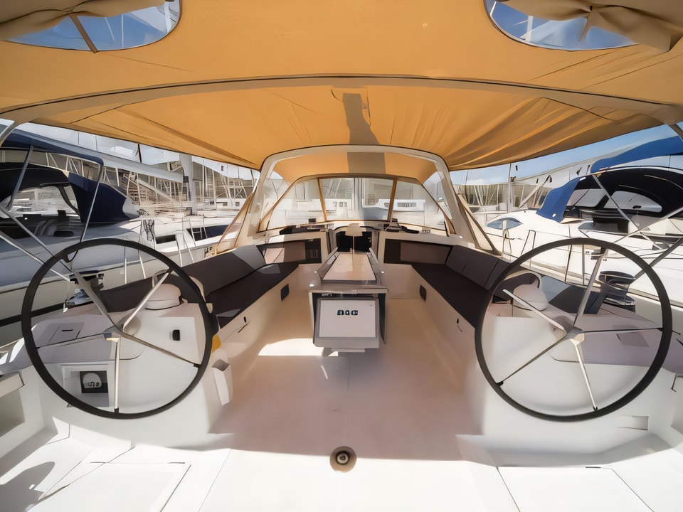 Exterior overview of Oceanis 48 sail boat for charter from Seget Donji Marina Baotic in the Split sailing area Croatia
