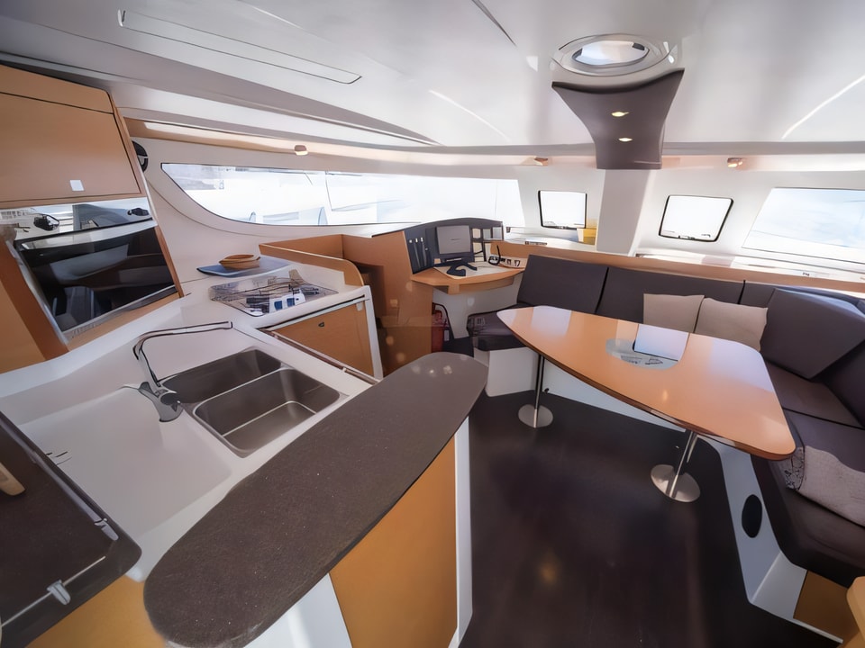 Interior of Lipari 41 catamaran with 6 cabins Croatia yacht charter