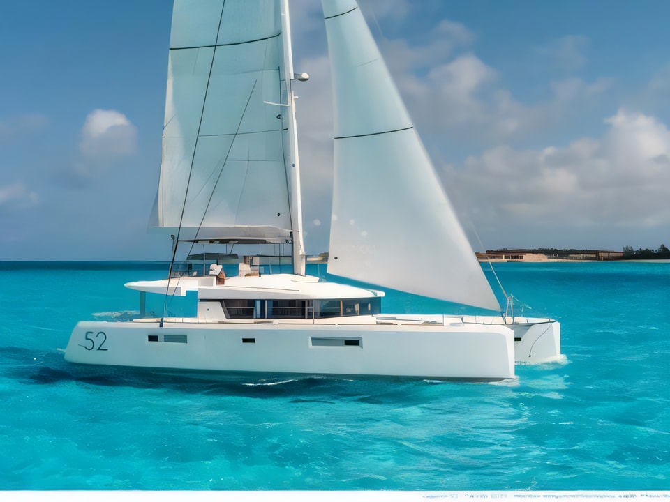 Exterior overview of Lagoon 52F catamaran for charter from Seget Donji Marina Baotic in the Split sailing area Croatia