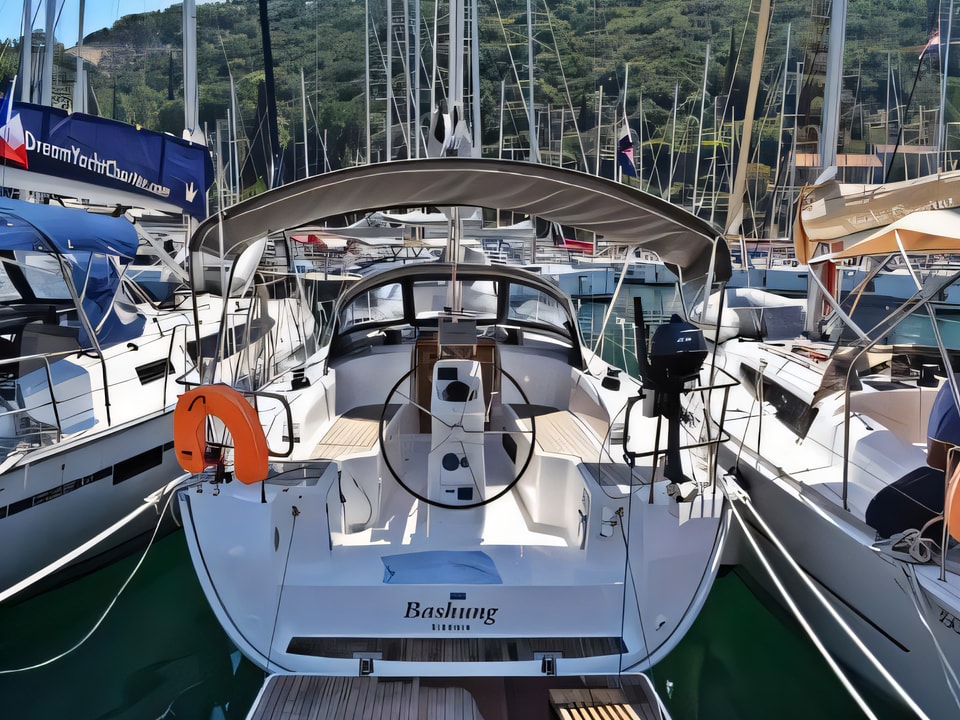 Exterior overview of Bavaria Cruiser 34 sail boat for charter from Dubrovnik ACI Marina in the Dubrovnik sailing area Croatia