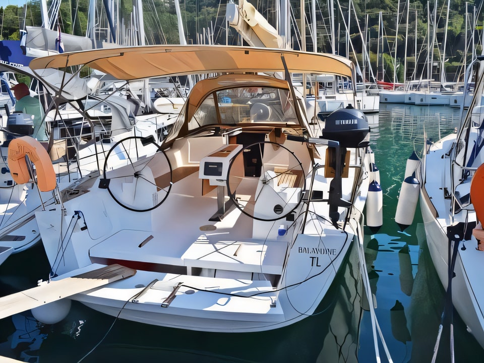 Exterior overview of Dufour 350 Grand Large sail boat for charter from Dubrovnik ACI Marina in the Dubrovnik sailing area Croatia