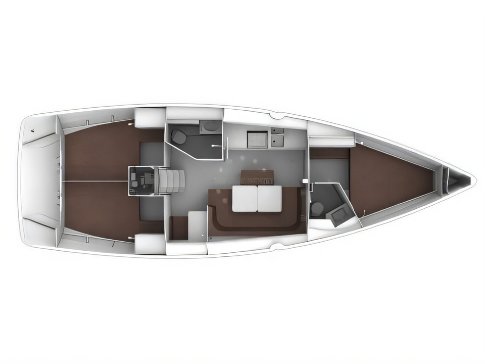 Layout of Bavaria Cruiser 41 sail boat with 3 cabins Croatia yacht charter