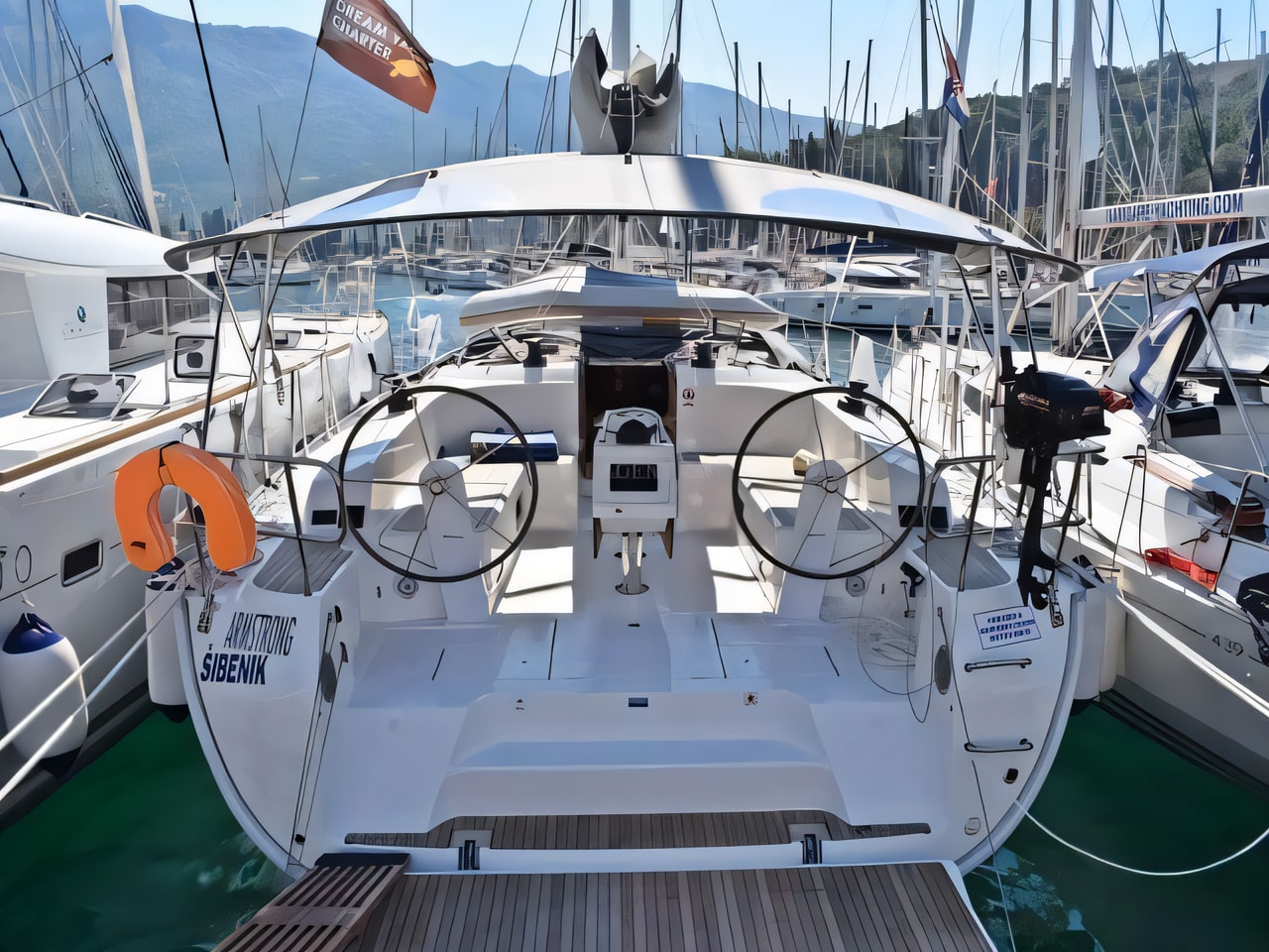 Exterior overview of Bavaria Cruiser 46 sail boat for charter from Dubrovnik ACI Marina in the Dubrovnik sailing area Croatia