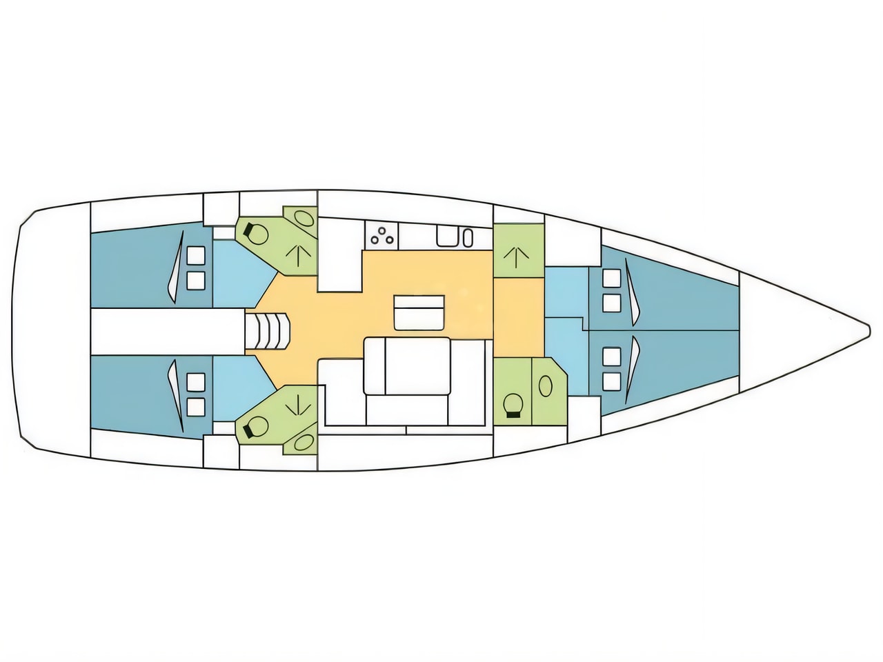 Interior of Bavaria Cruiser 46 sail boat with 4 cabins Croatia yacht charter