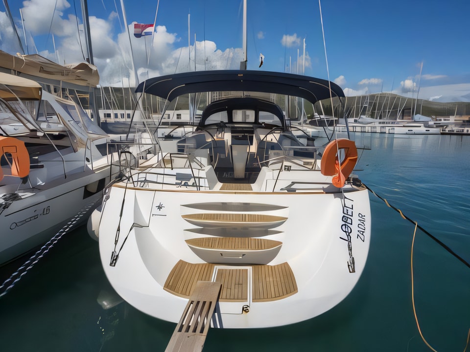 Exterior overview of Sun Odyssey 54DS sail boat for charter from Seget Donji Marina Baotic in the Split sailing area Croatia