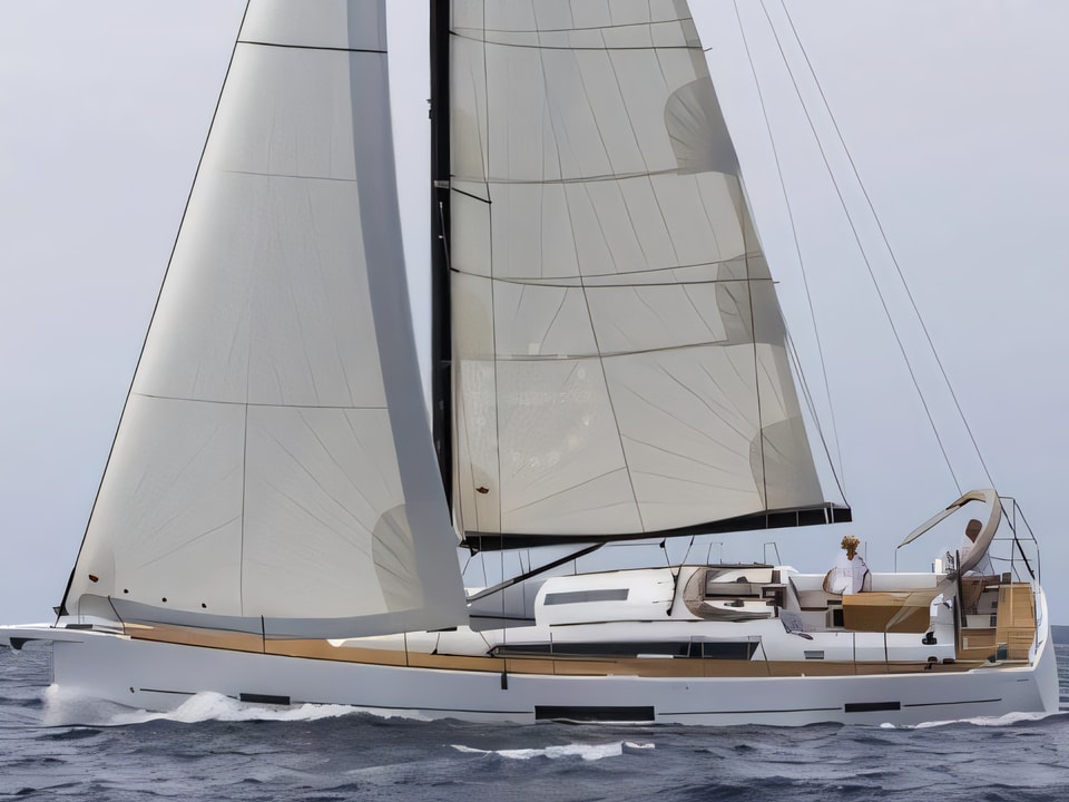 Exterior overview of Dufour 520 Grand Large sail boat for charter from Pomer ACI Marina in the Istria / Kvarner sailing area Croatia