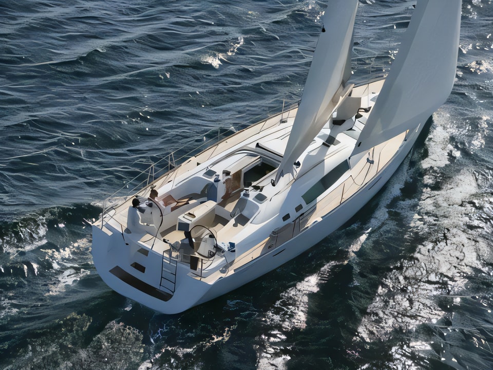 Exterior overview of Oceanis 50 sail boat for charter from Seget Donji Marina Baotic in the Split sailing area Croatia