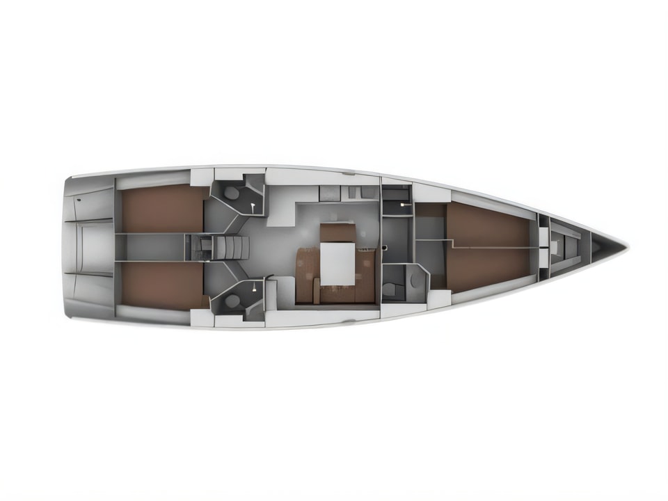 Layout of Bavaria 45 Cruiser sail boat with 4 cabins Croatia yacht charter