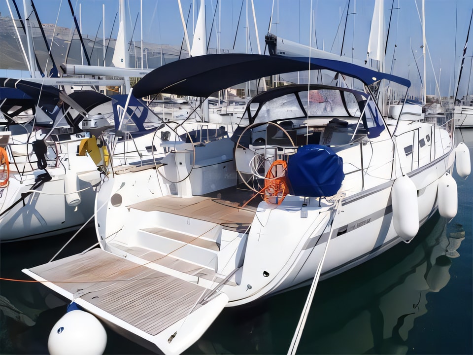 Exterior overview of Bavaria 45 Cruiser sail boat for charter from Seget Donji Marina Baotic in the Split sailing area Croatia