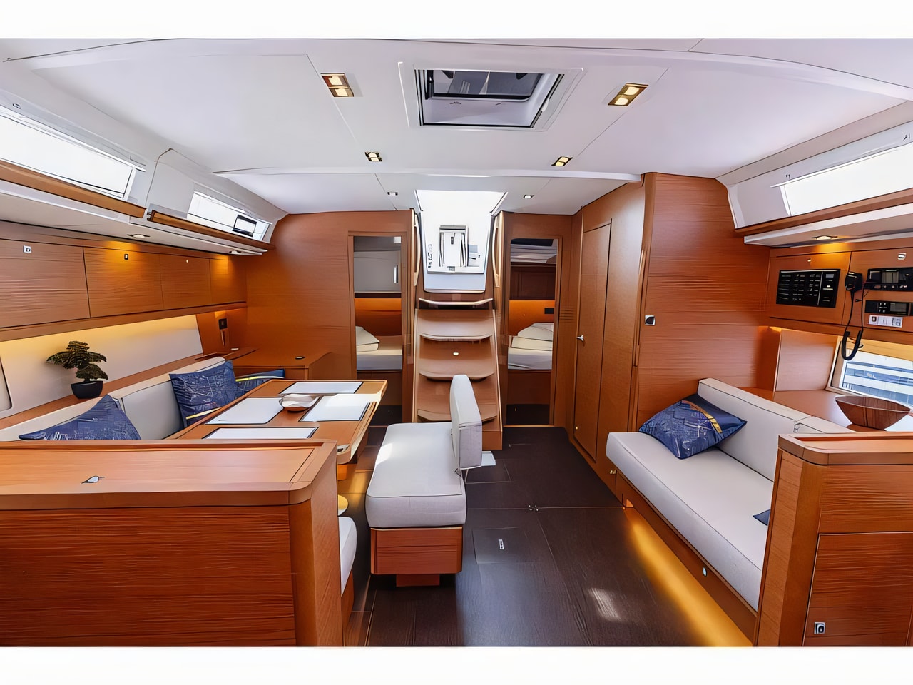 Layout of Dufour 470 owner layout sail boat with 4 cabins Croatia yacht charter