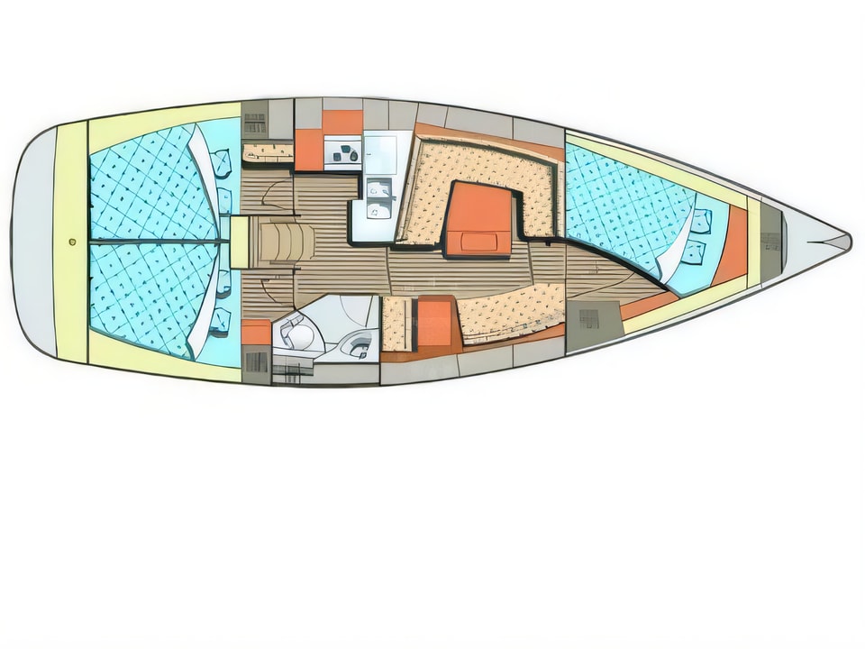 Elan 384 Impression yacht layout 3 cabins Croatia charter