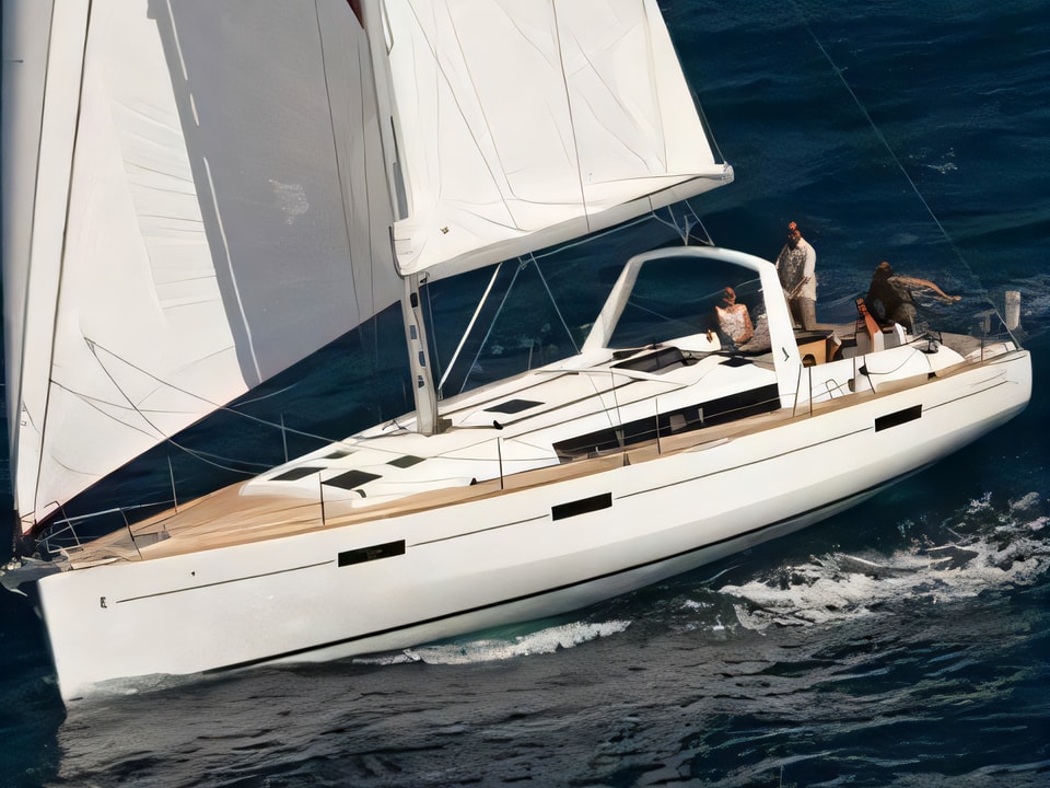 Exterior overview of Oceanis 45 sail boat for charter from Sukosan Marina Dalmacija in the Zadar sailing area Croatia