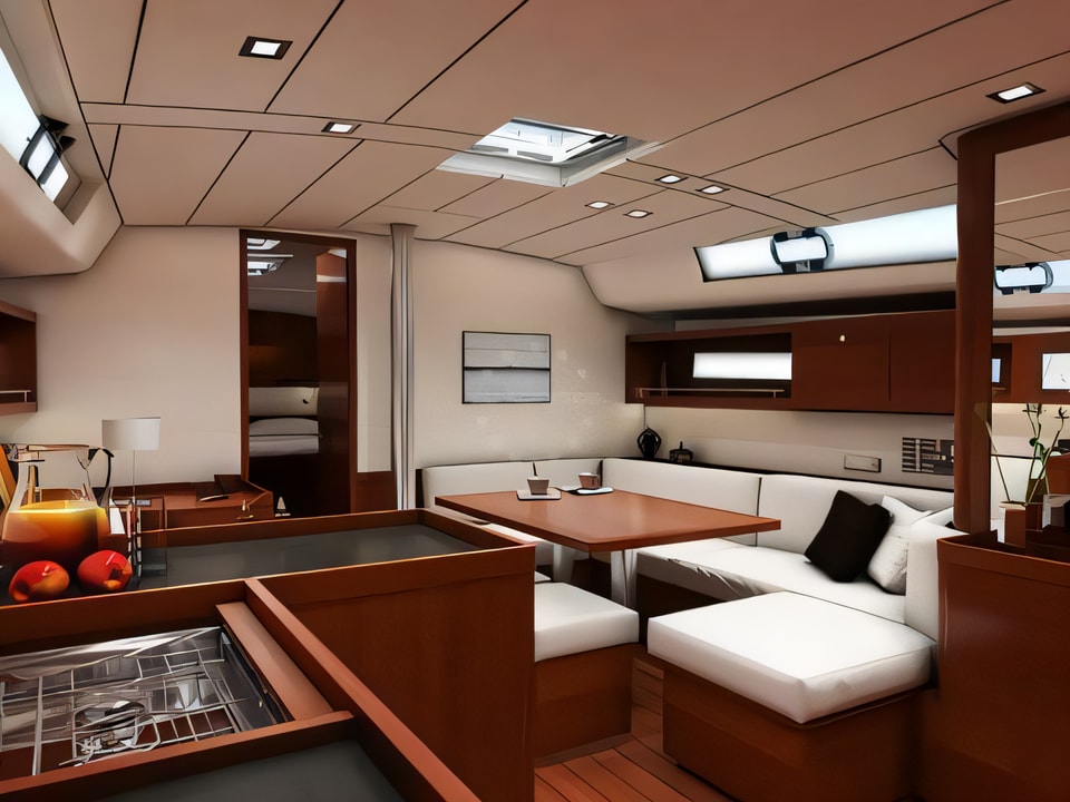 Interior of Oceanis 45 sail boat with 4 cabins Croatia yacht charter
