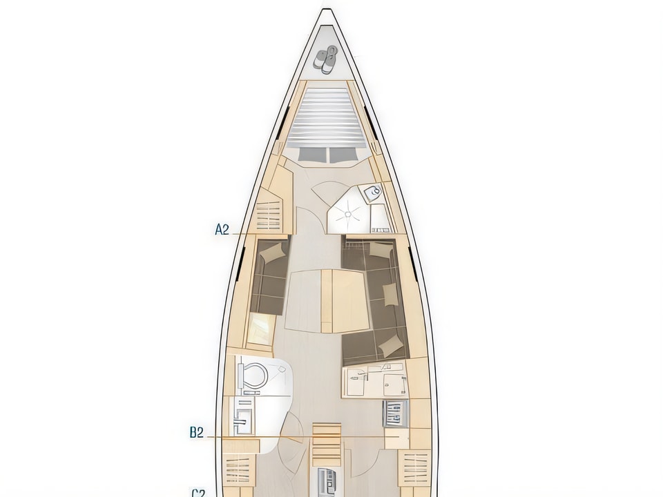 Hanse 418 yacht layout 3 cabins Croatia charter