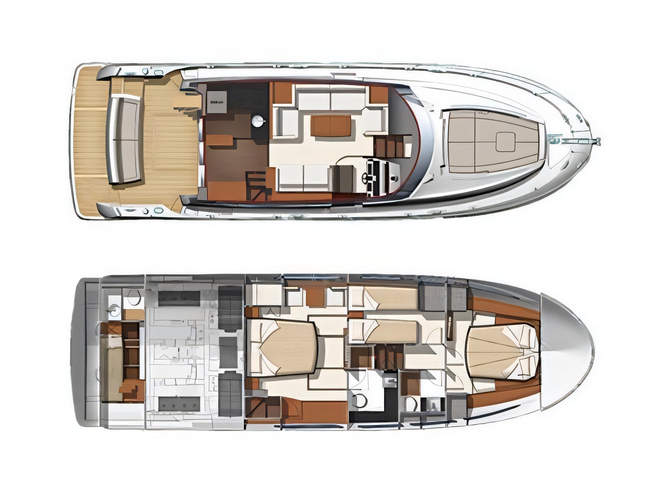 Interior of Prestige 500 Fly motoryacht with 3 cabins Croatia yacht charter