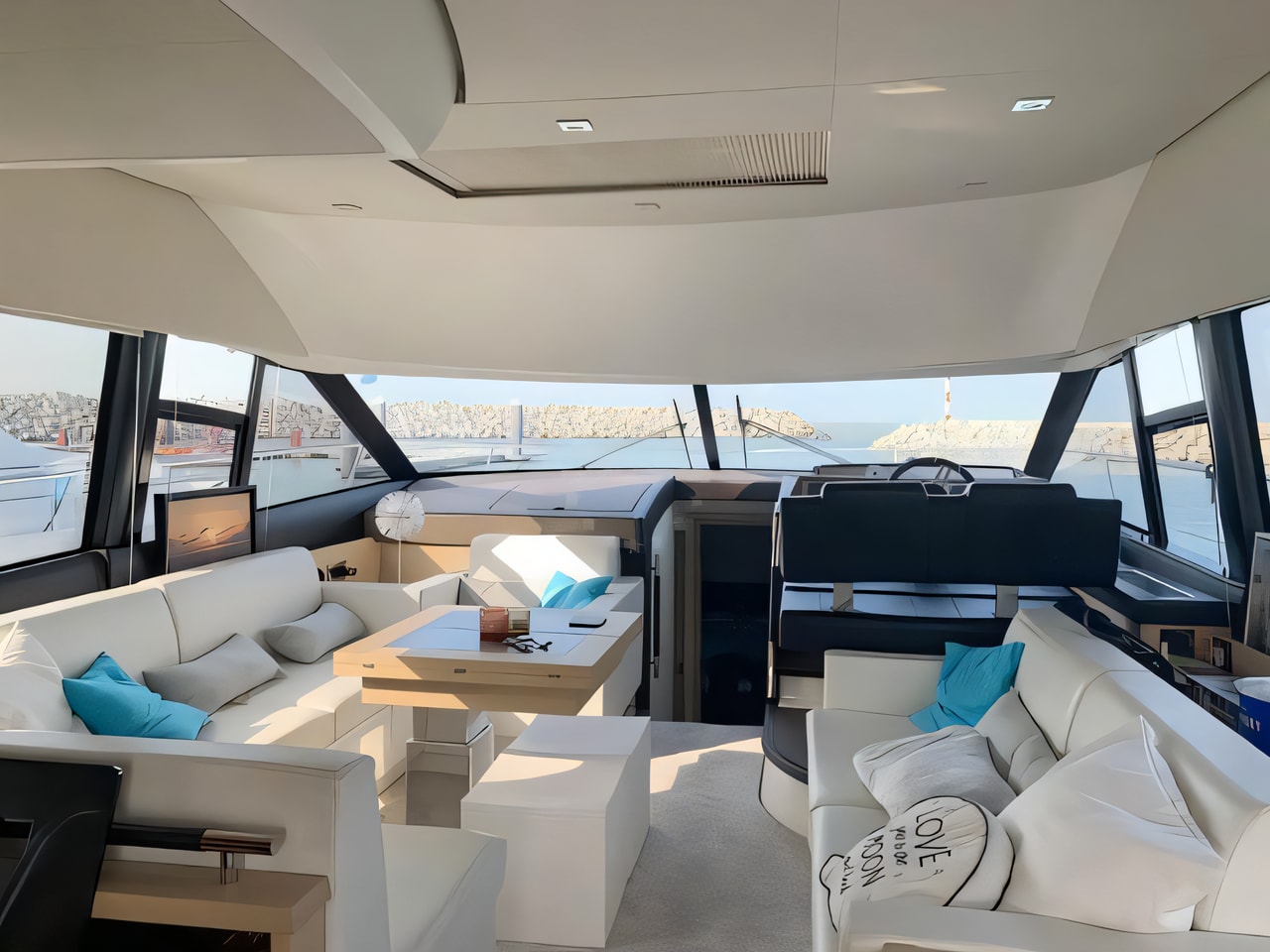 Layout of Prestige 500 Fly motoryacht with 3 cabins Croatia yacht charter