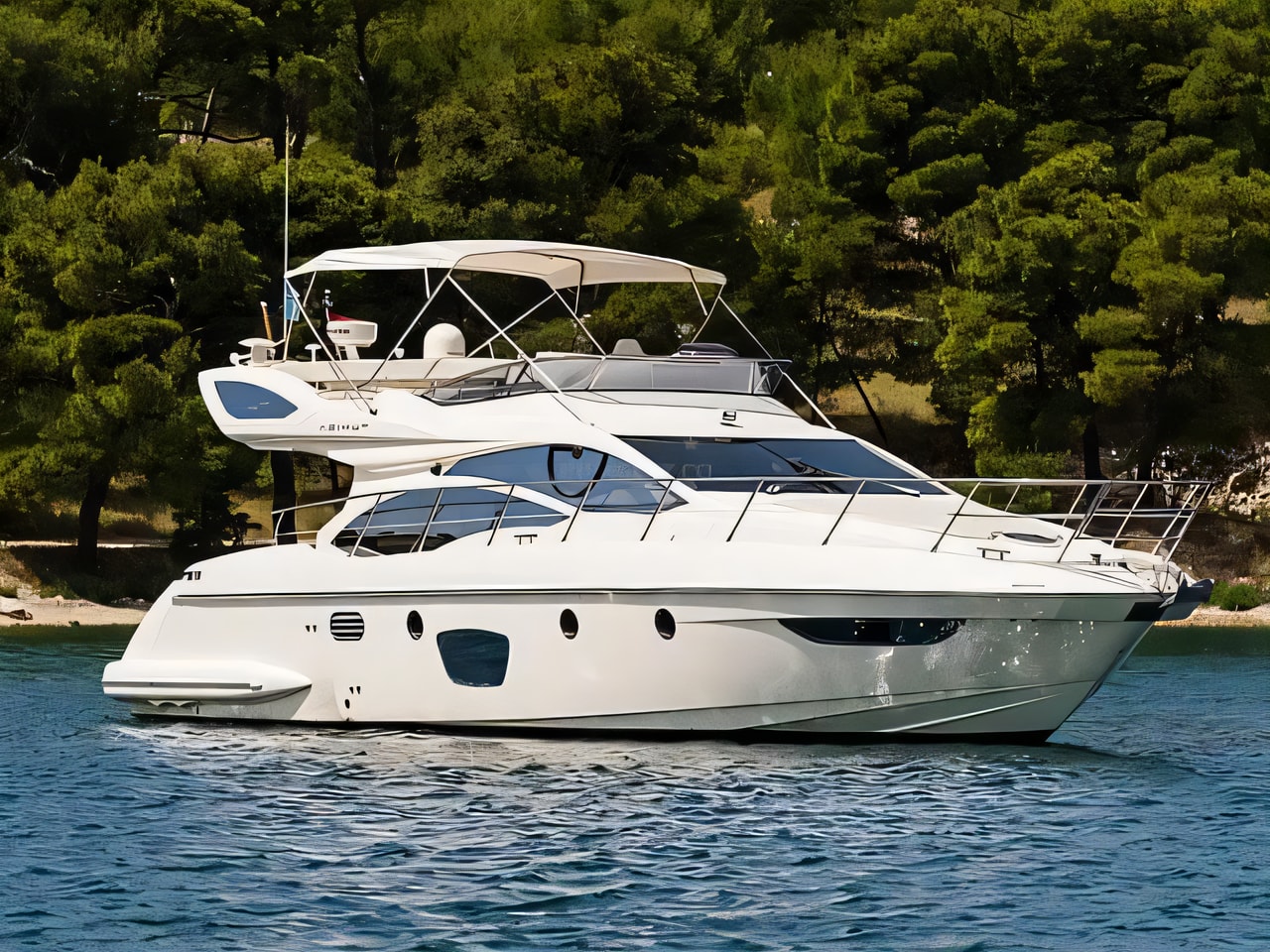 Exterior overview of Azimut 47 motor boat for charter from Primosten Marina Kremik in the Sibenik sailing area Croatia