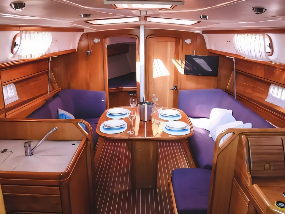Interior of Bavaria 37 Cruiser sail boat with 3 cabins Croatia yacht charter