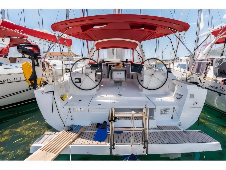Exterior overview of Oceanis 41 sail boat for charter from Split ACI Marina in the Split sailing area Croatia