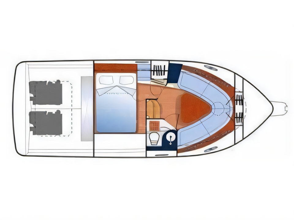 Layout of Adex Motivo 29 motor boat with 2 cabins Croatia yacht charter