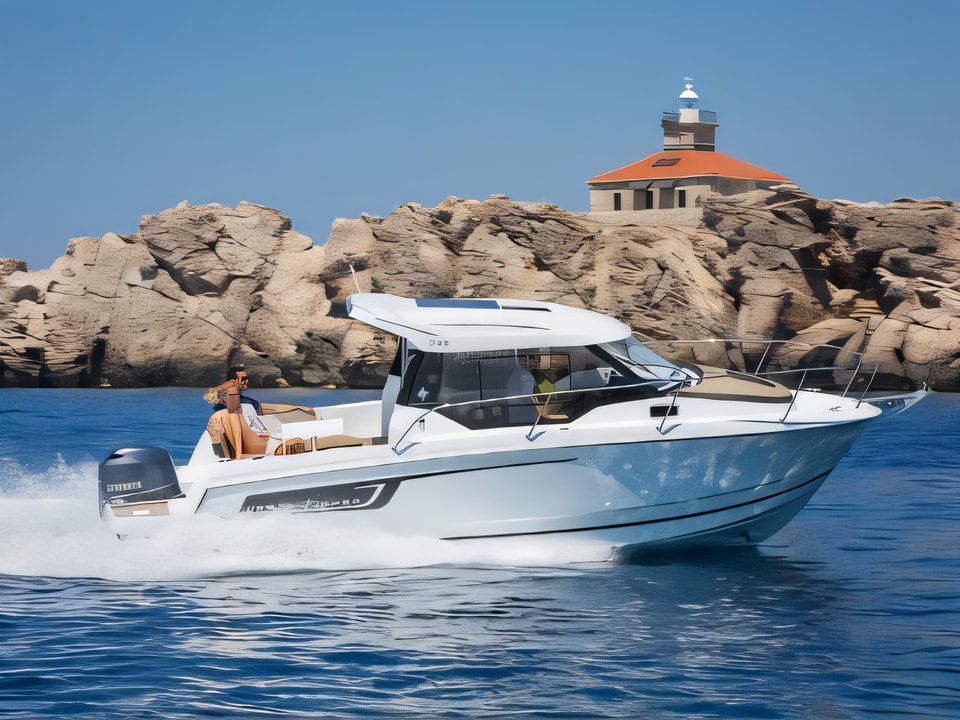 Exterior overview of Merry Fisher 795 motor boat for charter from Zadar Marina Zadar in the Zadar sailing area Croatia