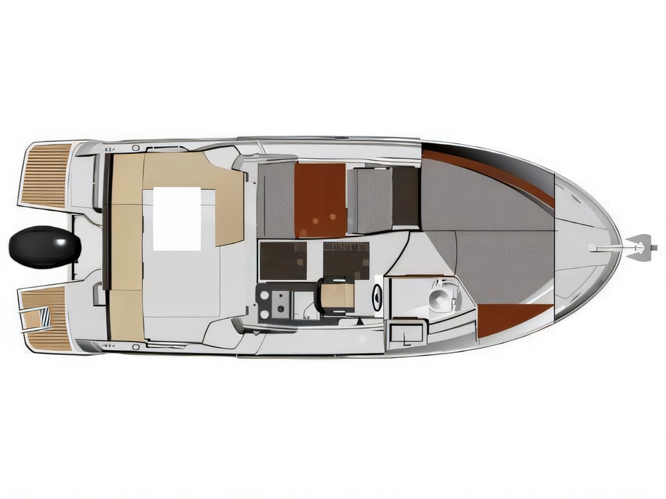 Layout of Merry Fisher 795 motor boat with 1 cabins Croatia yacht charter
