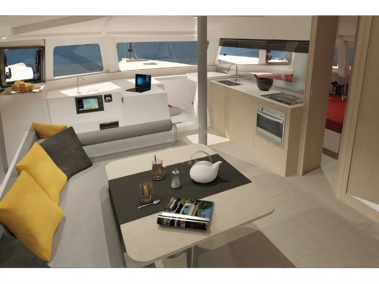 Layout of Neel 43 catamaran with 5 cabins Croatia yacht charter