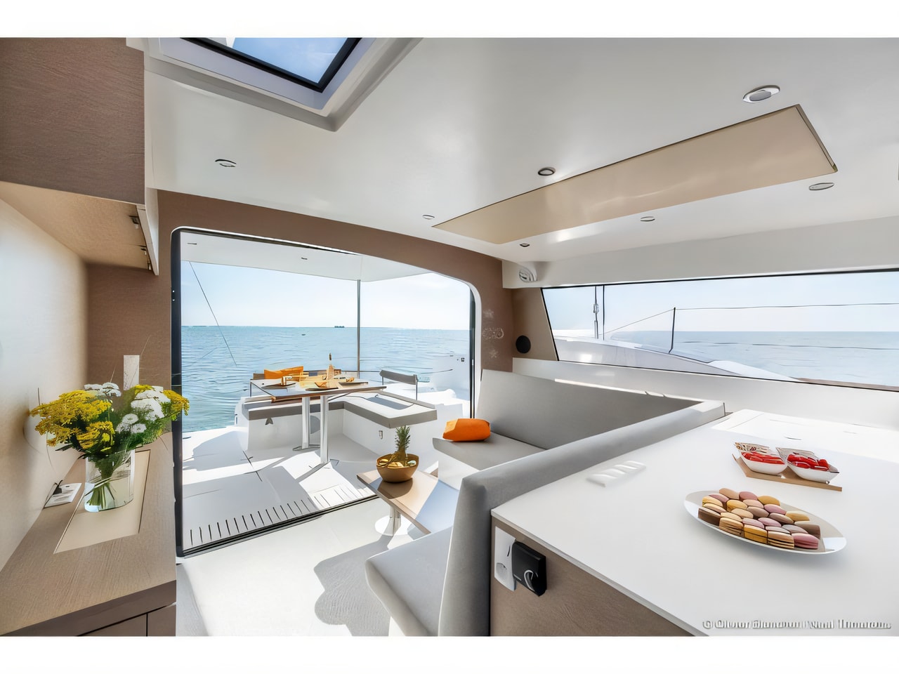 Layout of Neel 47 catamaran with 5 cabins Croatia yacht charter