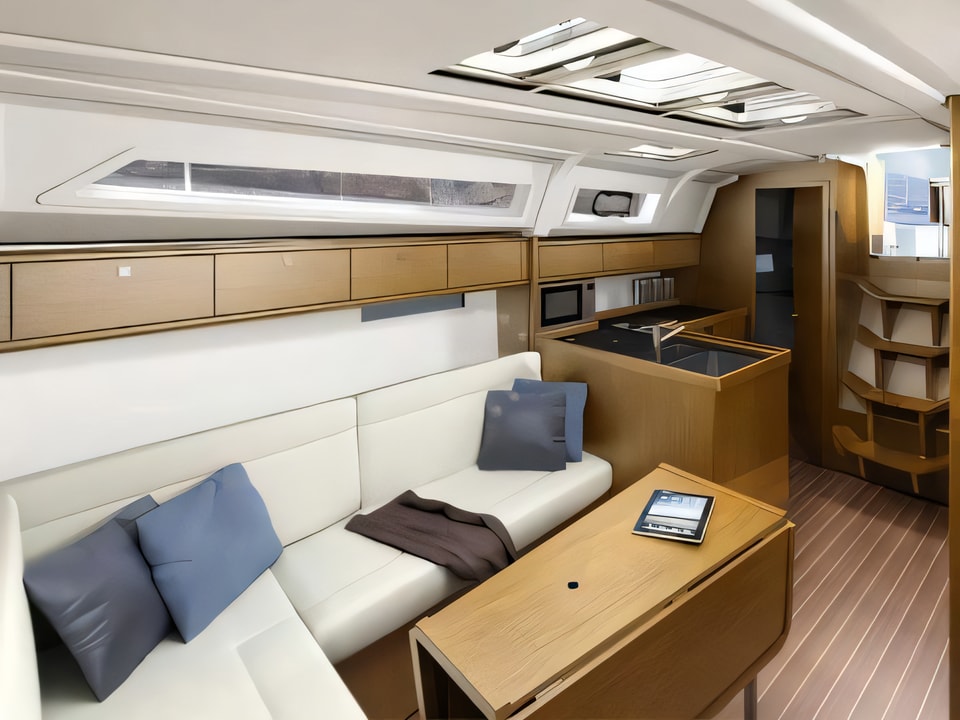 Interior of Bavaria 37 Cruiser sail boat with 3 cabins Croatia yacht charter
