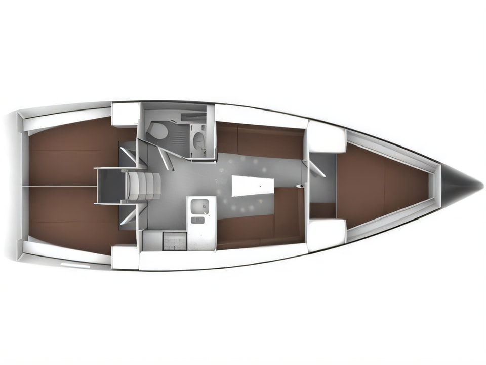 Layout of Bavaria 37 Cruiser sail boat with 3 cabins Croatia yacht charter