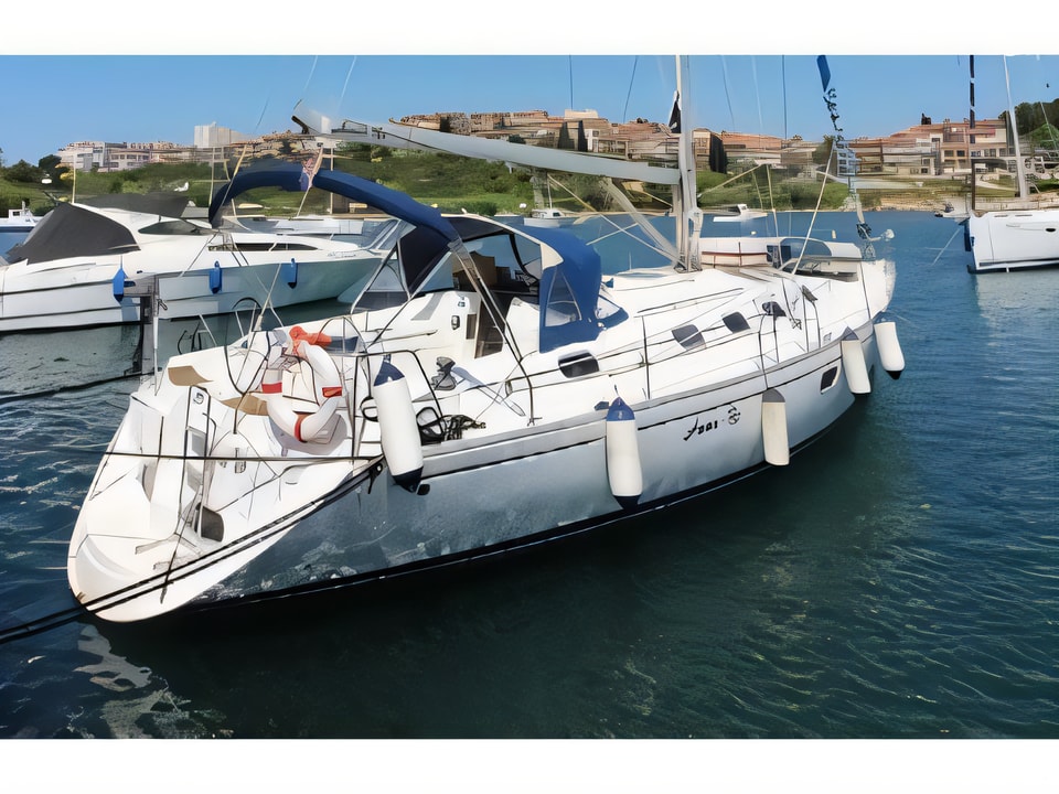 Exterior overview of Gib Sea 43 sail boat for charter from Krk Marina Punat in the Istria / Kvarner sailing area Croatia