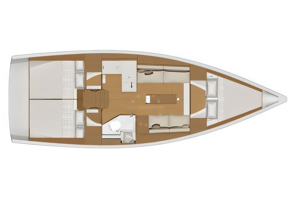 Dufour 360 GL yacht layout 3 cabins Croatia charter
