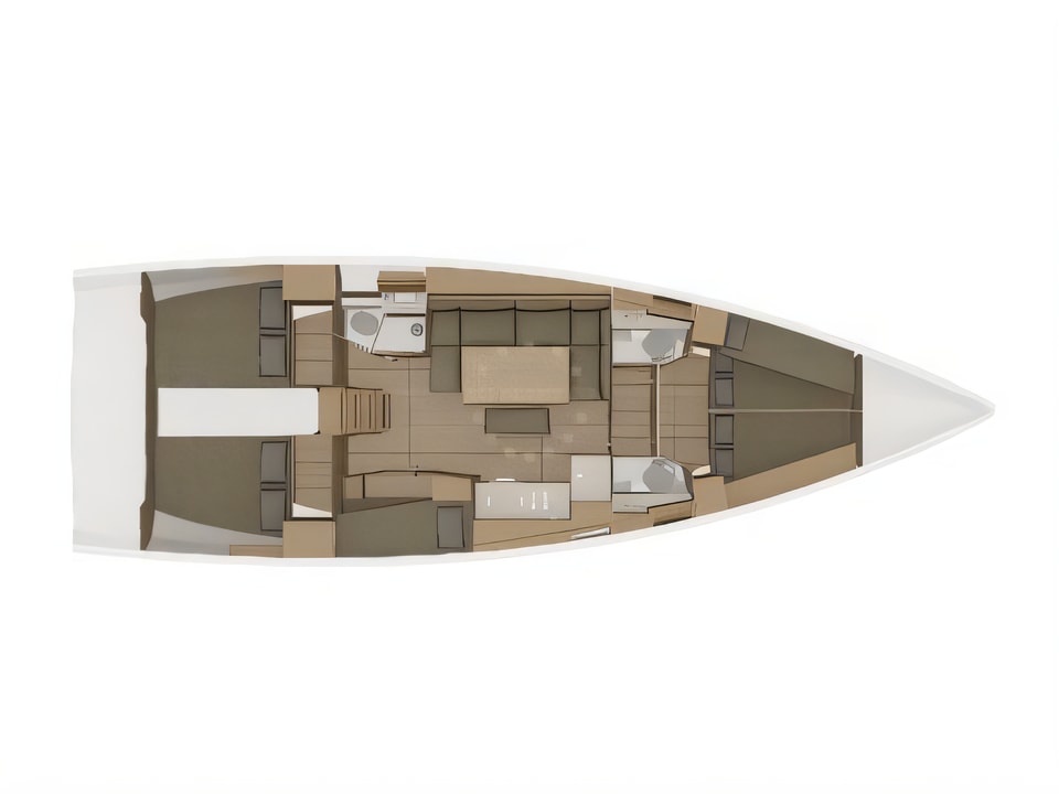Layout of Dufour 460 Grand Large sail boat with 5 cabins Croatia yacht charter