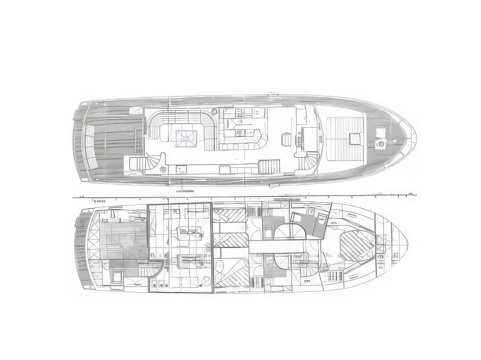 Layout of Moonen 65 motoryacht with 3 cabins Croatia yacht charter