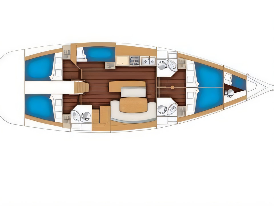 Oceanis 50 Family yacht layout 6 cabins Croatia charter